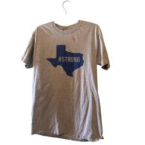 Texas #STRONG Shirt Mens Gray Heather Graphic Tee State Outline Lone Star